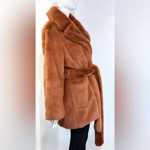Etophe Studios RUST Faux Fur Lush Coat With Pockets Size: O/S NWOT